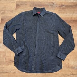 Alfani Black Casual Button Down Shirt with Pointed Collar